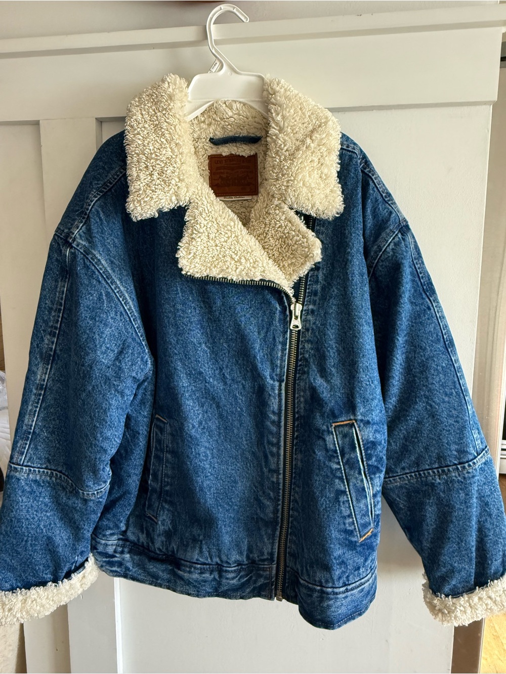 Levi's Blue Denim Jacket with Cream Sherpa Collar